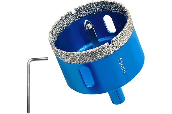 Teronbeta Scie Cloche Diamantée 55mm avec Foret Guidage de Centrage, Professionnelle Foret Diamanté Brasé pour Carrelage, Porcelaine, Verre, Marbre et Céramique