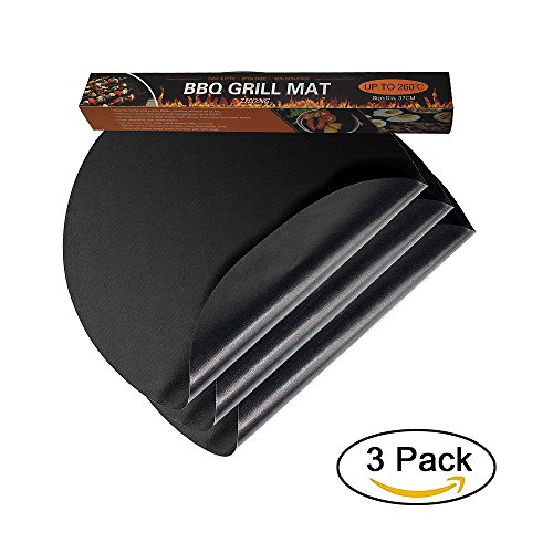 Zilong 3er Set rund Grillmatte/Backmatte, Antihaftbeschichtung für bis 260°C , ideal für Gas, E-Grill, Kohle und Backofen, LFGB und FDA Zulassung, 3 Stück, Ø 37 cm