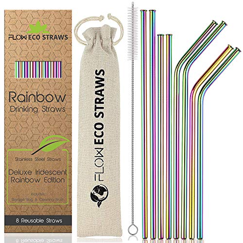 Pajitas reutilizables Pajitas de metal arcoíris.