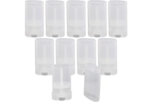 QUUPY 10Pcs 15ml Clear Empty Plastic Oval Deodorant Containers Lip Balm Tubes for DIY Lip Balm Lipstick Crayon Chapstick Homemade Aromatherapy