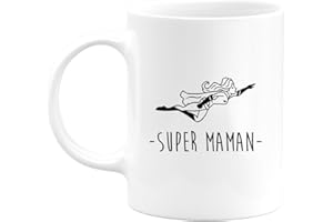 quotedazur - Mug Super Maman Super Héroïne - Cadeau Maman Original - Idée Cadeau Pour Anniversaire Ou Fête Des Mères - Tasse Pour Jeune Ou Future Maman Suite À Une Naissance