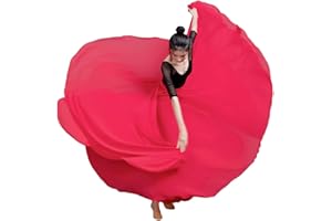 MISSMAO Donna Gonna da Ballo Danza del Ventre in Chiffon Doppio Strato Ruffles Gonna Performance di Danza Gonna Lunga Gonna Flamenco Grande Swing Costume Vestito Gonna