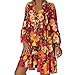 Produktbild Deep lovly Frauen Damen Einteiler Dreiviertelärmel Gedruckt Lose Große Kleid Minirock Plus Größe Elastische Beiläufige Frühling Sommer Herbst Lose Sommer Herbst Komfortable Ausgehen Gnade Blumendruck