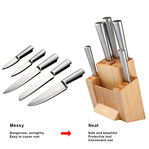 SHINY HOME® Professional Messerblock für14-tlg Messerset Block Messerhalter natur universal Holzblock Messerständer - 3