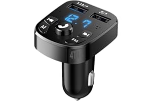 4T4+ Upgraded Wireless Bluetooth 5.3 FM Transmitter for Car, Bluetooth Radio Receiver FM Transmitter Car Fast Charger Adapter Support PD+QC3.0, Handsfree Calling Microphone Music Player
