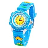 Kinderuhr Silikon Armband Uhr Wasserdichtes 3D lieblich Tiere Cartoon Digital Armbanduhr Zeit Lehrer Geschenk für Kinder kleine Mädchen Jungen (Blau Dinosaurier)