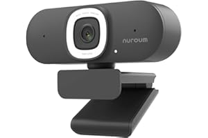 Nuroum V15-AFL 2K Webcam con Autofocus/Lente Brillante, 1080P 60fps PC Cámara con Micrófonos, 75° Wide Angel, Cancelación de Ruido,Gris