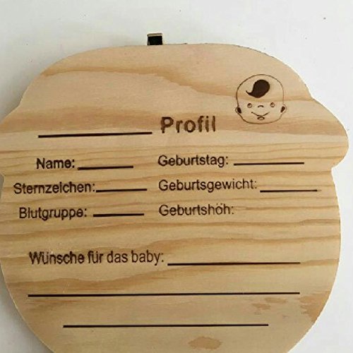CAOLATOR Baby Zahnkiste Zahnkästchen Veranstalter für Baby Milch Zähne Holz Souvenir Aufbewahrungsbox (Mädchen) - 8