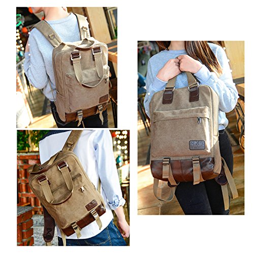 HongyuTing Vintage Canvas Laptop (14 Zoll) Rucksack Spielraum Rucksack Schulrucksack Unisex Rucksack / Handtasche für Damen und Herren - 7