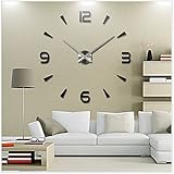 PREMIUM Trendige XXL Silber Wanduhr (∅ 100 cm) individuell gestaltbar & selbstklebend - Wand Uhr Deko Wanddeko Wandtattoo Aufkleber Wandaufkleber