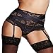 Produktbild Cszxx Damen Dessous High Waisted Lace Schwarz Plus Size Strumpfhalter Schwarz (L)
