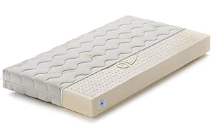 Marcapiuma - Materasso bambino Lattice 60x120 alto 12 cm - TEDDY - Materassino Baby 100% Lattice Dormire Sano e Naturale - Rivestimento Antibatterico sfoderabile Antiacaro Traspirante Made in Italy