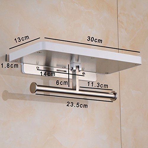 Aothpher Doppel-Toilettenpapierhalter multifunktional wandmontiert Edelstahl Ablage, weißer Anstrich, Toilettenpapierhalter im Badezimmer - 7