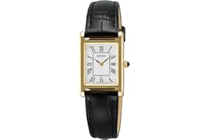 Seiko Montre Classique pour Femme de Couleur Noire avec Bracelet en Cuir, étanchéité : 5 Bar, diamètre du boîtier : 19,6 mm, SWR108P1