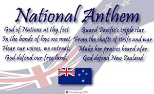 10inch x 8inch Art Print-New Zealand Flag-National Anthem Lyrics