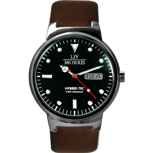 LIV MORRIS HYBRID Herrenuhr THOR Edelstahlgehuse kinetischer Antrieb Kalbslederarmband verglaster Edelstahlboden 5BAR LIV MORRIS HYBRID Herrenuhr THOR Edelstahlgehuse kinetischer Antrieb Kalbslederarmband verglaster Edelstahlboden 5BAR