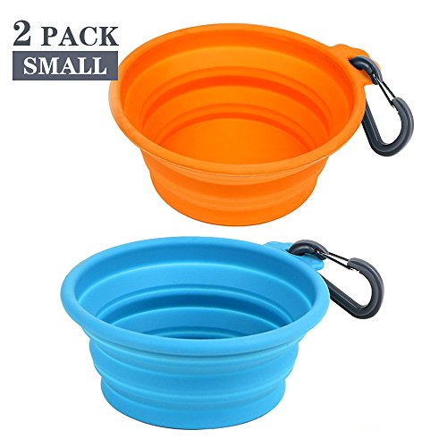 Attace Portable Collapsible Silicone Pet Bowl, Travel Pet Dog Cat Bowl with Carabiner, Outdoor Pet Cup for Feeding...