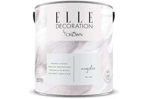 Crown ELLE DECORATION Angelic No. 606, 2,5 L, extra-matte Premium Wandfarbe für Innen, für Wände und Holz, hohe Deckkraft, Innenfarbe,reines kühles Weiß