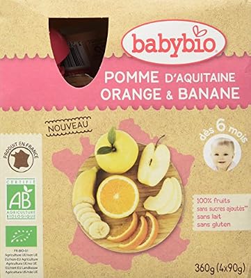 Babybio Gourdes Pomme Orange Banane 36 g - Lot de 3