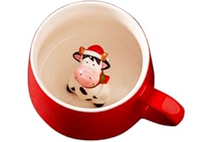 BigNoseDeer Tazza in ceramica con unicorno, dipinta a mano, con animali 3D, per matrimoni, compleanni, amanti degli unicorni, donne e ragazze (mucca)