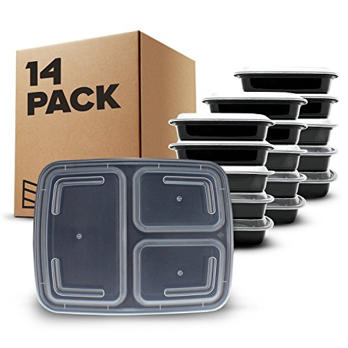 ""14-teiliges"" Frischhaltedosen Set stapelbar Top 1 Bestseller Lebensmittelbehälter mit 3 Fächer Trennwand Lebensmittelbox mit Deckel Mikrowellengeschirr Frischhaltebox Set spülmaschinenfest Lebensmittelbehälter Lunchbox mit Fächern für Portionskontrolle für Weight Watchers Frischhaltedosen 100% BPA frei Gesundes Essen für Kinder und Erwachsene