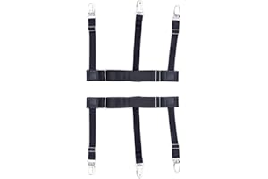 Yuccer Estancia de la camisa de los hombres, ligas Ligas con abrazaderas de bloqueo antideslizantes para militares, policía (Black B, 1 pair)