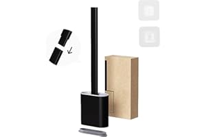 OZNEWLIFE Brosse WC Silicone Plate- Brosse Toilette et Supports, Anti-Goutte, Antibactérienne, Balayette WC Ventilée, Séchage Rapide sans Odeur, Balai WC Montage Mural/au Sol, Salle de Bain et WC