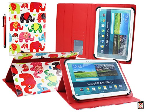 Emartbuy® Vodafone Tab Prime 7 4G 10.1 Zoll Tablet PC Universalbereich ( 10 - 11 Zoll ) Multifarbig Elefanten Multi Angle Exekutiv Folio Mappen Kasten Abdeckung mit Kartensteckplätze + Eingabestift
