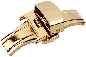 RECHERE Stainless Steel Push Button Butterfly Deployment Clasp for Leather Strap Color Silver