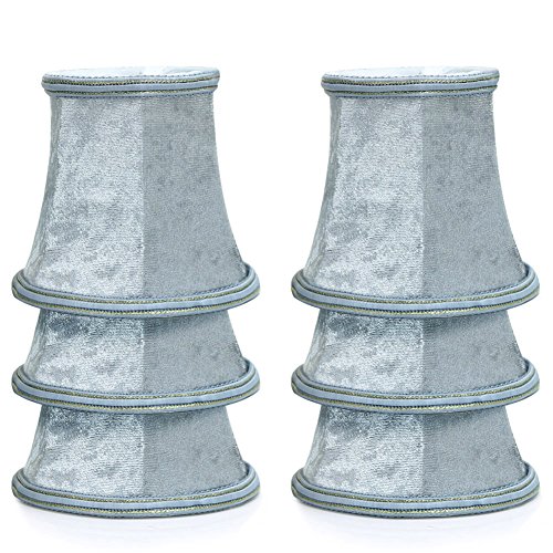Fuloon 6er Set Molton Lampenschirme für E14/E27 Birne Kerze Kronleuchter Hängelampe Rund Lampenschirme (Grau) - 7