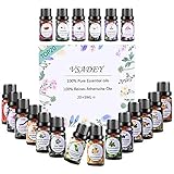 🎁 Los 20 mejores aceites esenciales como mejor regalo: Naranja dulce, Limoncillo, Árbol de té, Menta, Eucalipto, Lavanda, Bergamota, Incienso, Limón, Romero, Canela, Ylang-Ylang, Geranio, Pomelo, Clavo, Salvia, Patchouli, Jazmín, Madera de sándalo, Vainilla. Aromas especialmente seleccionados para obtener un espacio agradable, relajante y sensual. Presentado en una bonita caja como un regalo perfecto para su familia o amigos.