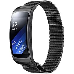 Simpeak Compatible Samsung Gear Fit 2 Pro Correa (5.25-6.7 Pulgadas), Samsung Gear Fit 2 Milanese Loop Correa de Acero Inoxidable Reemplazo Wristband Pulseras Bandas con Cerradura Imán Único, Negro