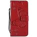 Produktbild DENDICO Galaxy A6 2018 Hülle, PU Leder Handyhülle mit Standfunktion und Kartenfach, Schmetterling Muster Magnetverschluss Flip Brieftasche Etui TPU Schutzhülle für Samsung Galaxy A6 2018 - Rouge