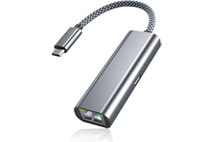RUXELY Adaptateur USB C vers Ethernet Gigabit,Thunderbolt 3 Type C vers Port Réseau RJ45 avec Chargeur PD 60W pour Google TV Chromecast 2020,MacBook M1,iPad Pro,ChromeBook,Dell,Windows 11 10 8 XP