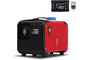 HCALORY 12V Diesel Heater 8Kw, 5Kw Muffler Diesel Air Heater, Parking Heater with Remote Control Black Lcd Monitor, Portable Diesel Heater for Rv Truck, Bus, Boat, Car Trailer Red