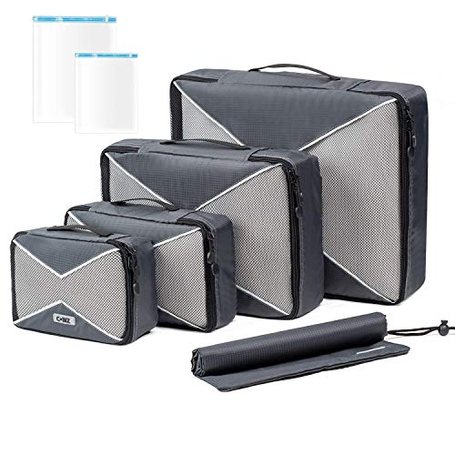 Ensemble-de-4-Cubes-dEmballage-Organisateur-de-Voyage-en-Maille-avec-Sac--LingeSac--Chaussures-et-2-sacs-de-Compression--conomie-dEspace-4Cubes-2Pochettes