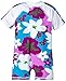 Snapper Rock Girl's UV One Piece Short Sleeve Swimsuit - Purple/White/Blue, 1-2 Years