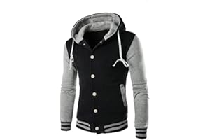 Duohropke Harajuku Veste universitaire pour homme Veste de loisirs Veste de sport Streetwear Col montant Poches Automne Printemps Veste de baseball Unisexe Veste bomber Veste de survêtement