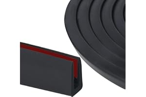 SDLDEER Perfil de Protección de Bordes, Protección de Bordes en Forma de U de Goma con Pegamento, Excelente Tira de Protección de Bordes de EPDM para Puertas de Coche, Puertas, Ventanas, Placas de Metal