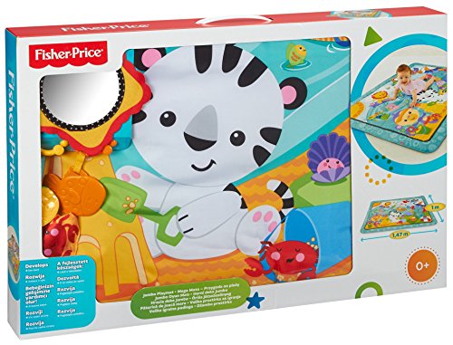 Fisher-Price CBJ65 Große Spiel- und Krabbeldecke mit Tiermotiven und Babyspielzeug, 1 x 1.50 m, blau - 7