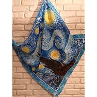 Notte stellata Van Gogh. Foulard pura seta dipinto a mano