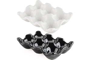 Guador - Portauova in ceramica per frigorifero, confezione da 2 pezzi, 6 tazze, contenitori in porcellana, piano di lavoro, cucina