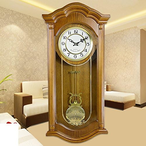 European-style Living Room Antique Chiming Wall Clock/Quiet Sweep Second Swing Clock-B 20inch