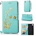 Produktbild Xperia L1 Hülle, Anlike Schutzhülle für Sony Xperia L1 (5,5 Zoll) Wallet Tasche [Butterfly geprägte Serie Bronzing] Handyhülle - Grün