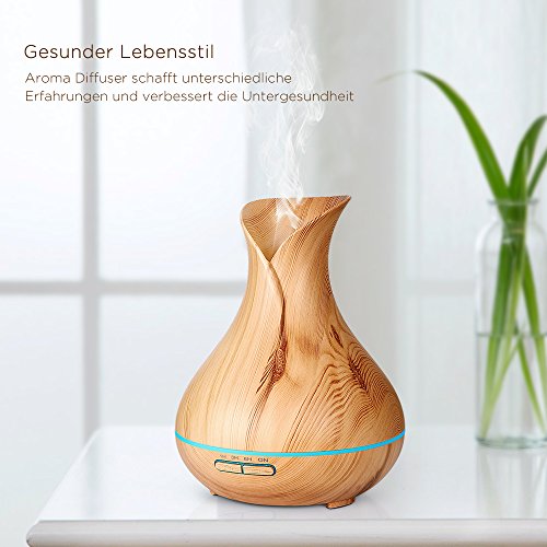 Yoleo 400ml Aroma Diffuser Ätherisches Öl Diffusor Ultraschall Aromatherapie Luftreiniger Humidifier mit 7 Farben LED Licht Duftlampe für Yoga Salon Spa Büro Wohn-, Schlaf-, Bade- oder Kinderzimmer Hotel,90-Tagen-Rückerstattung-Garantie - 4