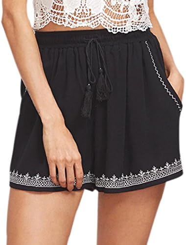Bestoppen Women'Shorts,Ladies Summer Sexy Printed Cotton Black Hot Pants High Waist Loose Fit Yoga Shorts Fashion Plus Size Sport Running Shorts Casual Holidays Beach Short for Women Girls (M, Black)