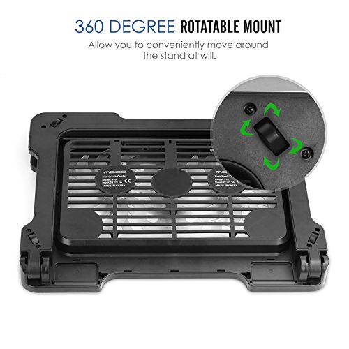 MoKo Laptop Kühler Cooler Ständer – Aluminium Notebook Cooling Pad Kühlerpad Kühlmatte mit 2 Ventilatoren/einstellbarer Windgeschwindigkeit/4 USB Ports für Tablet bis 15.6″, Apple iPad Pro 9,7″ / Samsung Tab A, Silber - 3