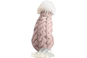 TONSEE HAUSTIER Tonsee Sweater Gestrickter Pullover Herbat Winter Warme Hundepullover Hund Rollkragen Strickpullover Warm Hundejacke für Mittlere Kleinen und Große Hunde (S, Beige)