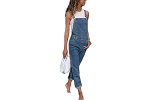 Yesgirl Femme Salopette en Jeans Combinaison Pantalon Décontracté Vintage Playsuit Été Casual Jumpsuit en Denim Déchiré Bretelles Ajustables Salopette Ample Streetwear