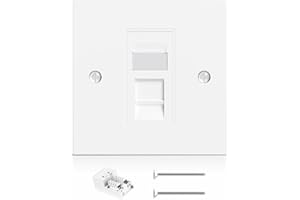 VCELINK RJ45 Socket Cat6 Ethernet Wall Socket with Keystone Jack, Cat6 Wall Plate Single Port Faceplate Flat Data Socket for CAT6/CAT5E/CAT5 Network Cables